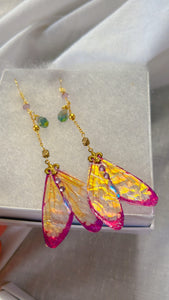 Delicate Sunset Wing Set with 14k Gold Coated Hooks for Sensitive Ears