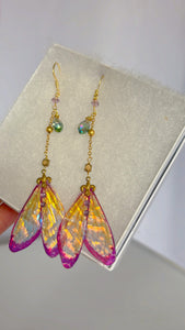 Delicate Sunset Wing Set with 14k Gold Coated Hooks for Sensitive Ears