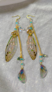 Double Cicada Princess Wing Set with 14k Gold Coated Hooks for Sensitive Ears