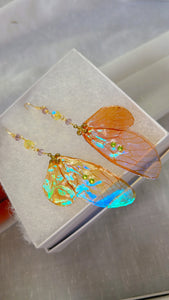 Orange Wing Set with 14k Gold Coated Hooks for Sensitive Ears