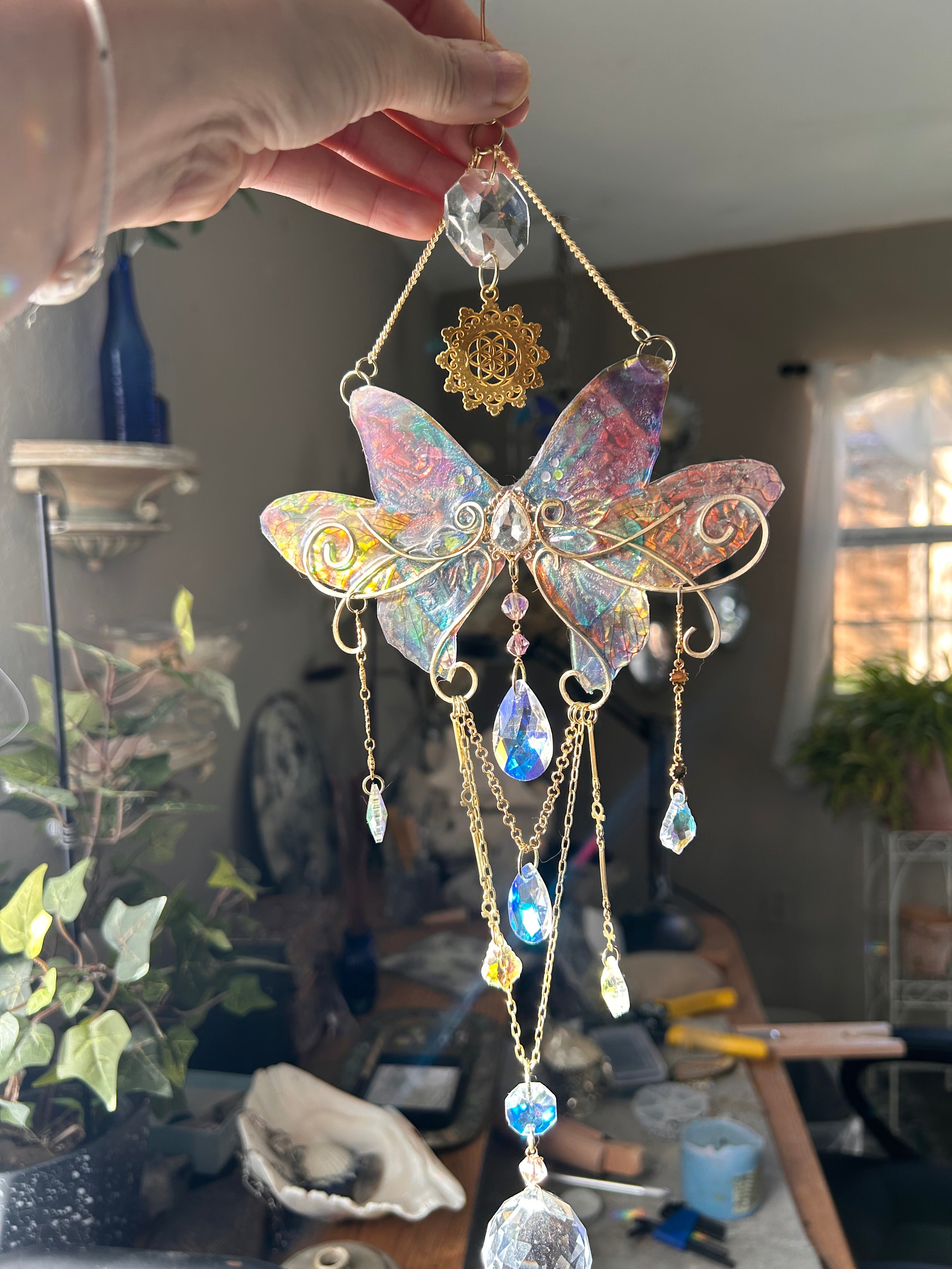 Iridescent Handmade Faux Morpho Suncatcher