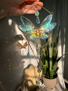 Iridescent Handmade Faux Cicada and Brass Bumblebee Suncatcher